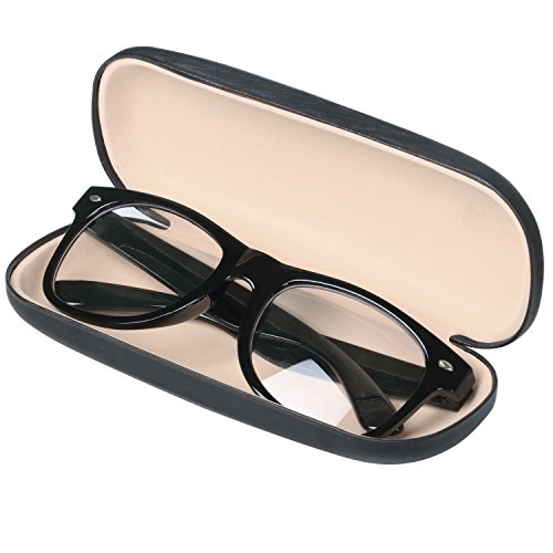 TRIXES Estuche Negro Símil Cuero para Gafas de Marcos Pequeños y Medianos