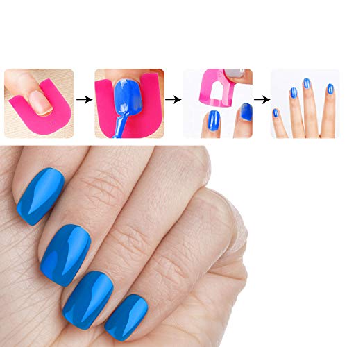 TRIXES Paquete de 26 Plantillas de Plástico Rosa para Esmaltar Uñas Ayuda Guía Manicura Esmalte de Uñas Francesas