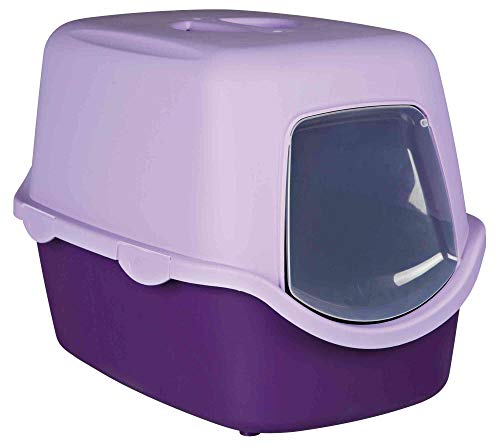 Trixie Bandeja Higiénica Arenero Gatos - Bandeja Sanitaria Gatera Arenero Cubierto Caja De Arena WC Gatos Vico 40 x 40 x 56 cm Púrpura Lila