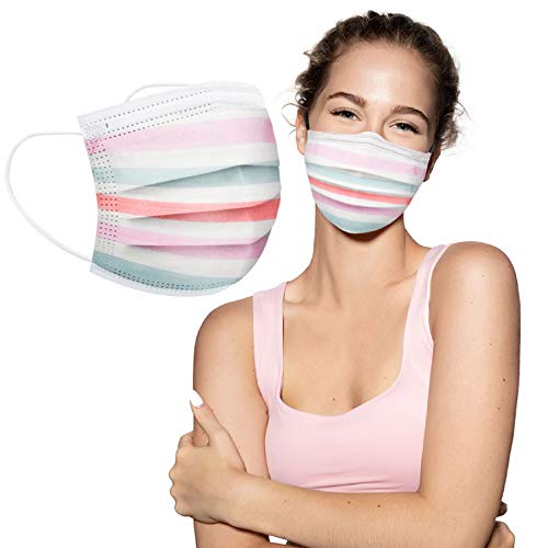 TropBox Protección 3 Capas Transpirables con Elástico para Los Oídos Pack 50 unidades TROPBOX-AT50 (Rayas de colores)