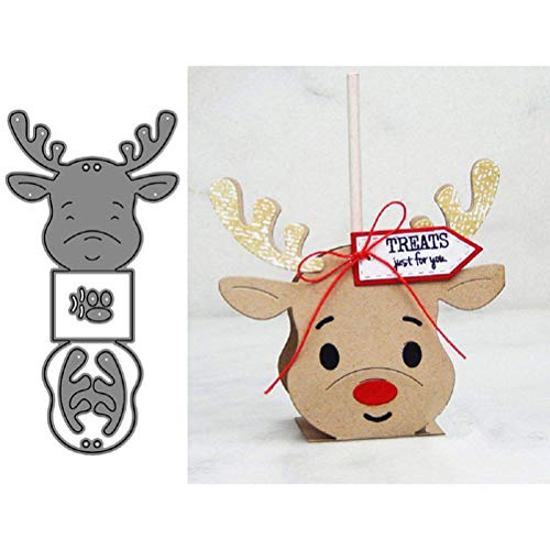 Troqueles de Corte de Caja de Regalo de Ciervos de Navidad, Plantilla de Estampado de Bricolaje de Metal, Plantilla de Relieve de álbum de Recortes, Decoración Artesanal de Tarjeta de Papel de álbum