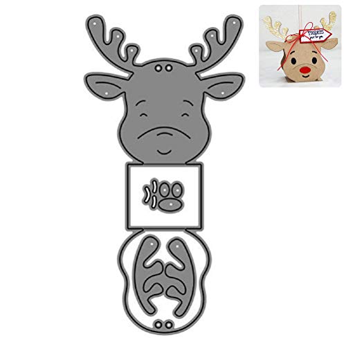 Troqueles de Corte de Caja de Regalo de Ciervos de Navidad, Plantilla de Estampado de Bricolaje de Metal, Plantilla de Relieve de álbum de Recortes, Decoración Artesanal de Tarjeta de Papel de álbum