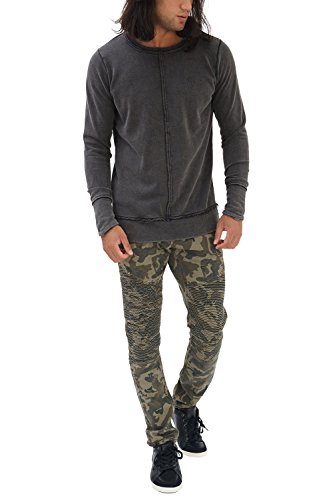 trueprodigy Casual Hombre Marca Sudadera Basico Ropa Retro Vintage Rock Vestir Moda Cuello Redondo Manga Larga Slim Fit Designer Fashion Sweater Sudadera Pullover, Colores:Anthracite, Tamaño:S
