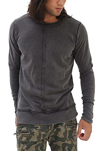trueprodigy Casual Hombre Marca Sudadera Basico Ropa Retro Vintage Rock Vestir Moda Cuello Redondo Manga Larga Slim Fit Designer Fashion Sweater Sudadera Pullover, Colores:Anthracite, Tamaño:S