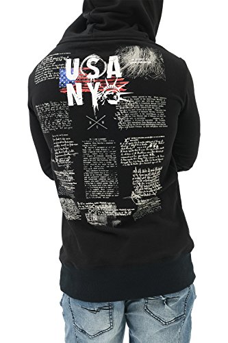 trueprodigy Casual Hombre Marca Sudadera con impresión Estampada Ropa Retro Vintage Rock Vestir Moda con Capucha Manga Larga Slim Fit Designer Fashion Sudadera Hoodie, Colores:Black, Tamaño:S