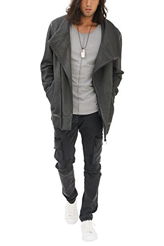 trueprodigy Casual Hombre Marca Sudadera Zip Basico Ropa Retro Vintage Rock Vestir Moda Cuello Redondo Manga Larga Slim Fit Designer Fashion Jacket Chaqueta Sueter, Colores:Anthracite, Tamaño:M