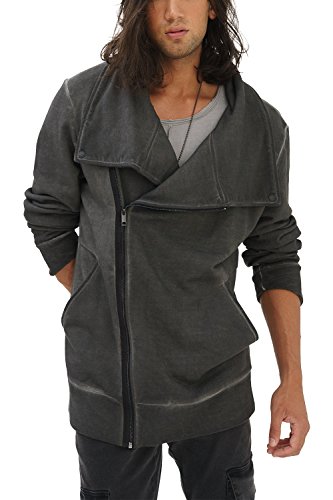 trueprodigy Casual Hombre Marca Sudadera Zip Basico Ropa Retro Vintage Rock Vestir Moda Cuello Redondo Manga Larga Slim Fit Designer Fashion Jacket Chaqueta Sueter, Colores:Anthracite, Tamaño:M