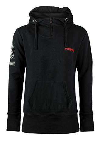 trueprodigy Casual Hombre Marca Sudadera Zip con impresión Estampada Ropa Retro Vintage Rock Vestir Moda con Capucha Manga Larga Slim fit Designer Sudadera Hoodie, Colores:Black, Tamaño:L
