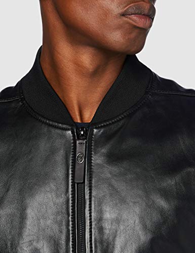 Trussardi Jeans Bomber Jacket Soft Touch Leath Chaqueta de Cuero sintético, Black, 52 para Hombre