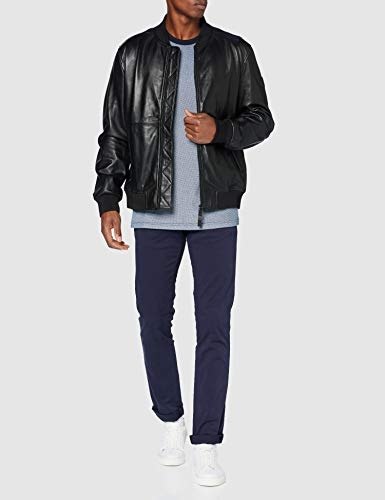 Trussardi Jeans Bomber Jacket Soft Touch Leath Chaqueta de Cuero sintético, Black, 52 para Hombre