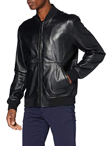Trussardi Jeans Bomber Jacket Soft Touch Leath Chaqueta de Cuero sintético, Black, 52 para Hombre