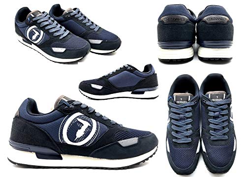 TRUSSARDI JEANS by Trussardi Pentas Nylon/PU Suede, Zapatillas de Gimnasio para Hombre, Navy Blue, 38 EU