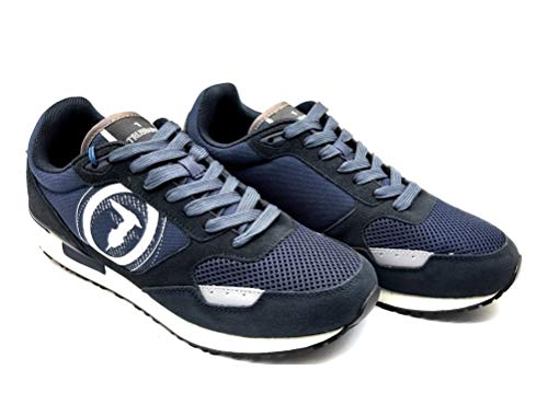 TRUSSARDI JEANS by Trussardi Pentas Nylon/PU Suede, Zapatillas de Gimnasio para Hombre, Navy Blue, 38 EU