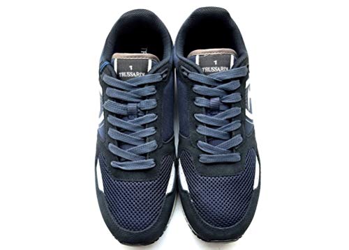 TRUSSARDI JEANS by Trussardi Pentas Nylon/PU Suede, Zapatillas de Gimnasio para Hombre, Navy Blue, 38 EU