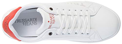 Trussardi Jeans Sneaker ECOLEATHER Perforated, Oxford Plano para Hombre, W704, 42 EU