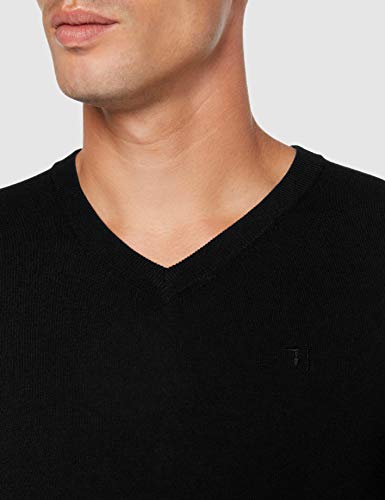 Trussardi Jeans V Neck Ribs Slim Fit Viscose N Jersey, Negro (Black K299), X-Large para Hombre