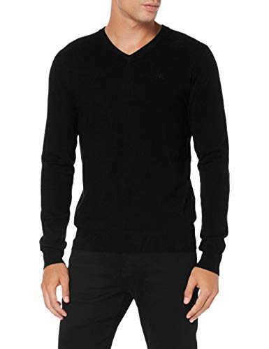 Trussardi Jeans V Neck Ribs Slim Fit Viscose N Jersey, Negro (Black K299), X-Large para Hombre