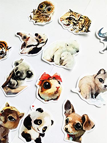 TTBH Kawaii Animal Sticker, Cute Dogs/Parrots/Cats/Buffalo Panda Animals with Big Eyes of Decoration Stationery Stickers 24Pcs