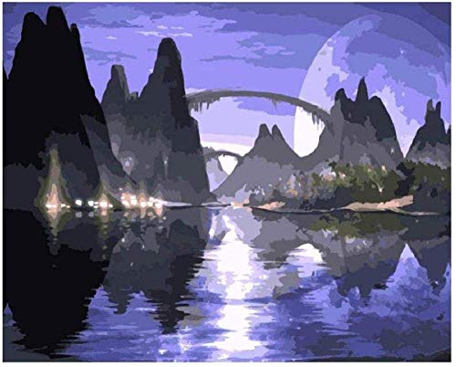 TTmom Tangram Adult Puzzle Wooden Moon Mountain Scenery Children Art Leisure Game Parent-Child Toy Suitable for Family Rompecabezas 1000 Piezas