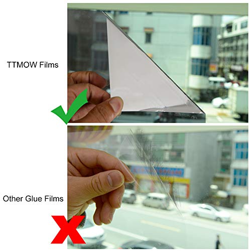 TTMOW Vinilo Pet Película Adhesiva Lámina de Espejo para Ventanas Cristal Unidireccional Protector de Privacidad Anti 99% UV y Anti 85% IR para Hogar y Oficina (40 * 200cm)