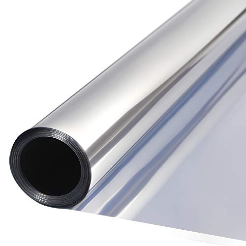 TTMOW Vinilo Pet Película Adhesiva Lámina de Espejo para Ventanas Cristal Unidireccional Protector de Privacidad Anti 99% UV y Anti 85% IR para Hogar y Oficina (40 * 200cm)