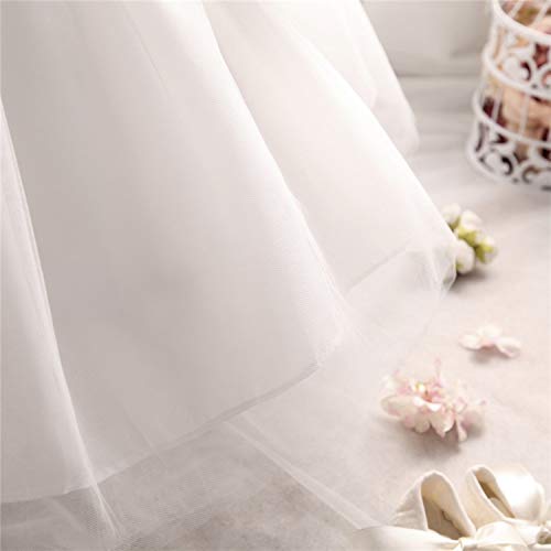 TTYAOVO Vestido de Tul de Manga 3/4 de la Boda de la Dama de Honor de la Princesa de Las Muchachas del Bebé 5-6 años/tamaño120 02 Blanco