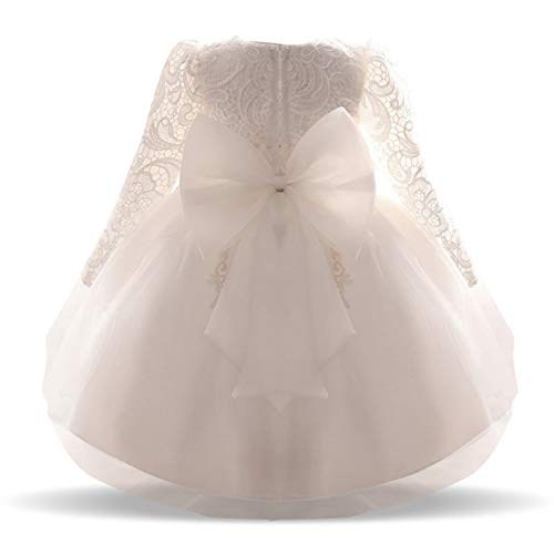 TTYAOVO Vestido de Tul de Manga 3/4 de la Boda de la Dama de Honor de la Princesa de Las Muchachas del Bebé 5-6 años/tamaño120 02 Blanco