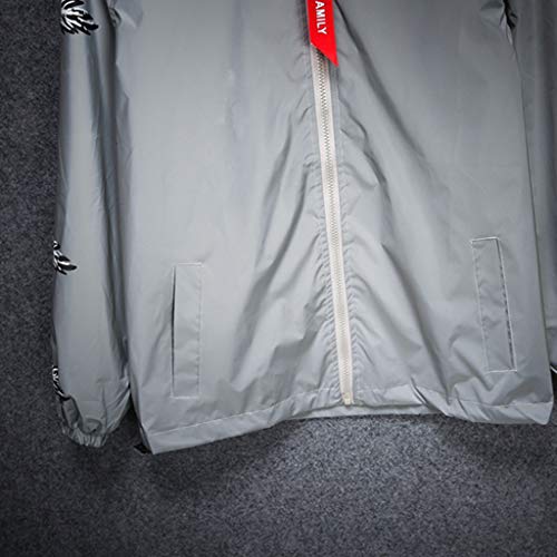 TUDUZ Chaqueta Reflectante Hombre Mujer Rompeviento Harajuku Abrigo con Capucha Hoodie Otoño e Invierno Ropa Deportiva (Grise, M)