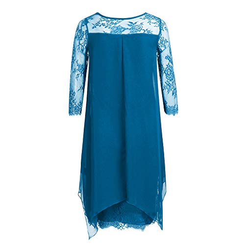 TUDUZ Mujer Vestido Verano Mini Vestido Sexy Nuevo Vestido de Encaje Superpuesto de Gasa de Gran Tamaño S-5XL (A-Mezclilla Azul, L)