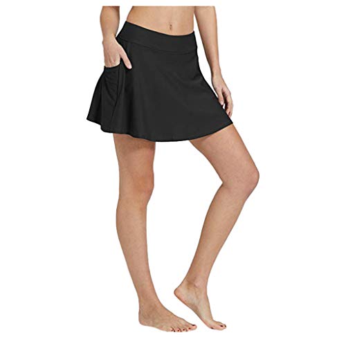 TUDUZ Mujeres Bikini Falda de baño Tankini Pocket Vestido Corto de Playa Traje de baño Pantalones