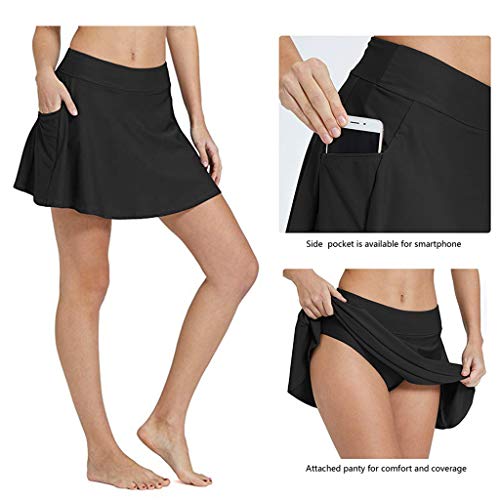 TUDUZ Mujeres Bikini Falda de baño Tankini Pocket Vestido Corto de Playa Traje de baño Pantalones