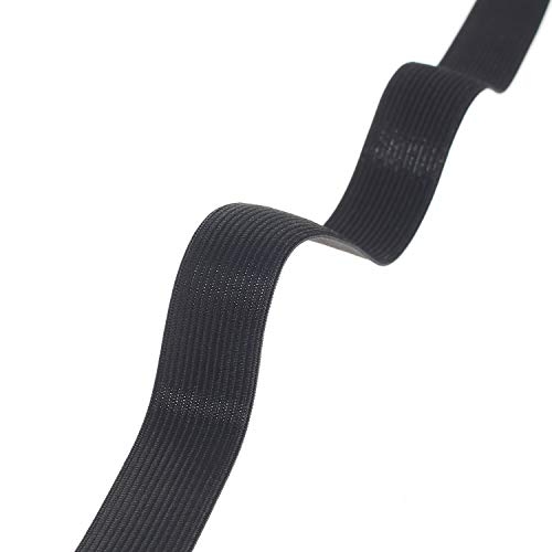 TUKA 40 Metros x 25mm Elásticas Planas Bandas de Costura, Bandas de elástico de Cuerda, para la Ropa Personalizada y Artesanía DIY Hogar, 40 Metros Largo, 25 mm de Ancho, Negro, TKB5006-black