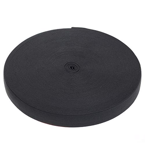 TUKA 40 Metros x 25mm Elásticas Planas Bandas de Costura, Bandas de elástico de Cuerda, para la Ropa Personalizada y Artesanía DIY Hogar, 40 Metros Largo, 25 mm de Ancho, Negro, TKB5006-black