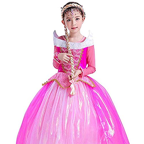 Tumao 2 piezas La Peluca Trenza Princesa Diadema de Rapunzel Vestir Accesorios Niñas de Rapunzel Peluca Trenzas de los Niños Regalo para la Fiesta de Cumpleaños Cosplay (oro y blanco)