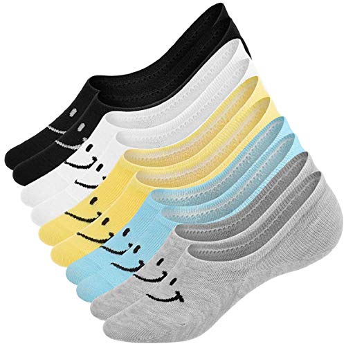 Tuopuda 10 Pares Calcetines Invisibles Mujer De Algodón Calcetines Cortos Elástco Con Silicona Antideslizante (F)