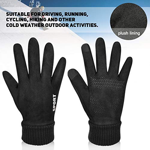 Tuopuda Guantes de invierno Guantes térmicos de gamuza Guantes a prueba de frío Guantes a prueba de viento Teléfono inteligente Mensajes de texto Ciclismo Esquiar Guantes deportivos al aire libre