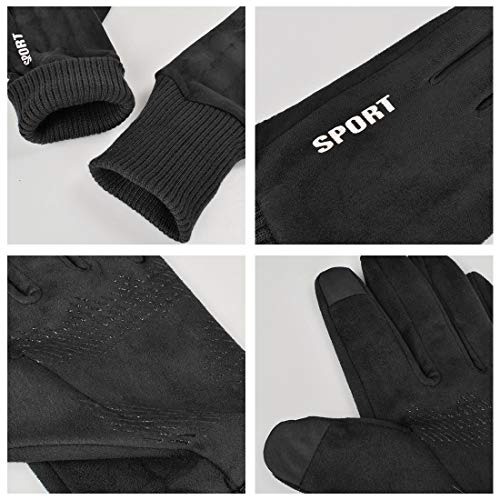 Tuopuda Guantes de invierno Guantes térmicos de gamuza Guantes a prueba de frío Guantes a prueba de viento Teléfono inteligente Mensajes de texto Ciclismo Esquiar Guantes deportivos al aire libre