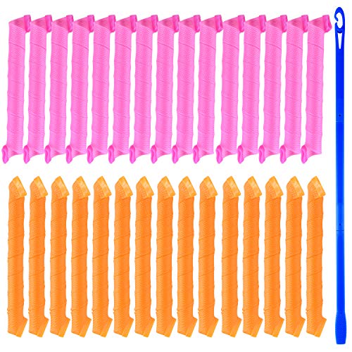 TUPARKA 30 Pcs Rulos para el Pelo, Rizos Espirales Kit, Rulos para el Cabello Sin Rizador para Pelo Largo, Mediano y Corto