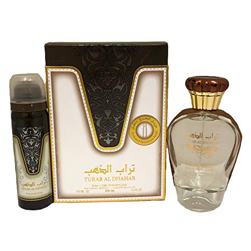 Turab Al Dhahab - Perfume de 100 ml, para mujeres, almizcle, jengibre, coco y jazmín, con desodorante gratis