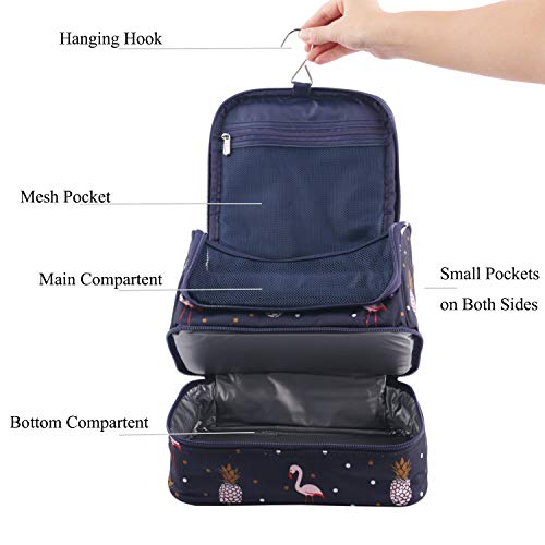 Tuscall Bolsas de Aseo Neceser de Viaje para Mujeres - Neceser para Colgar con Gancho para Hogar Vacaciones Viaje de Negocios Equipaje (Azul Flamingo)