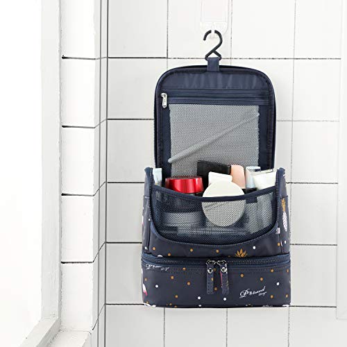 Tuscall Bolsas de Aseo Neceser de Viaje para Mujeres - Neceser para Colgar con Gancho para Hogar Vacaciones Viaje de Negocios Equipaje (Azul Flamingo)