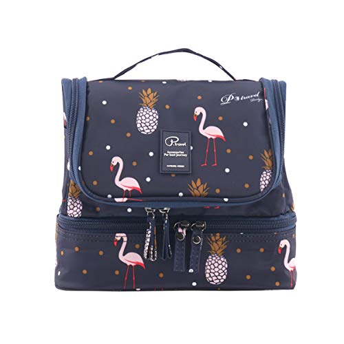 Tuscall Bolsas de Aseo Neceser de Viaje para Mujeres - Neceser para Colgar con Gancho para Hogar Vacaciones Viaje de Negocios Equipaje (Azul Flamingo)
