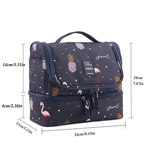 Tuscall Bolsas de Aseo Neceser de Viaje para Mujeres - Neceser para Colgar con Gancho para Hogar Vacaciones Viaje de Negocios Equipaje (Azul Flamingo)