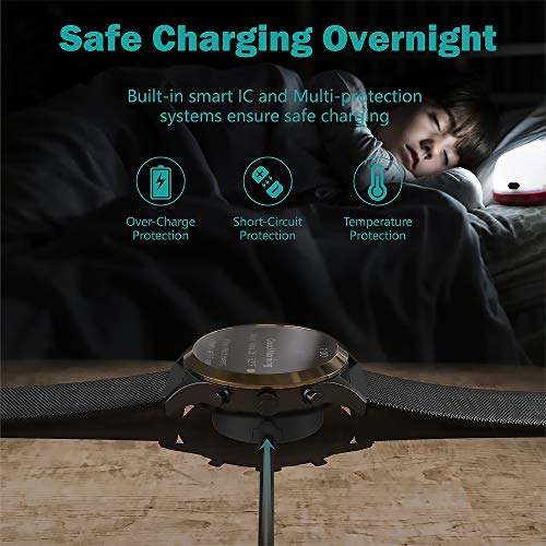 TUSITA Cargador Compatible con Fossil Gen 4/5, Emporio Armani, Skagen falster 2, Misfit Vapor 2, Diesel Guard 2.5, Michael Kors Runway - Cable de Carga USB 3.3ft 100cm - Reloj Inteligente Accesorios