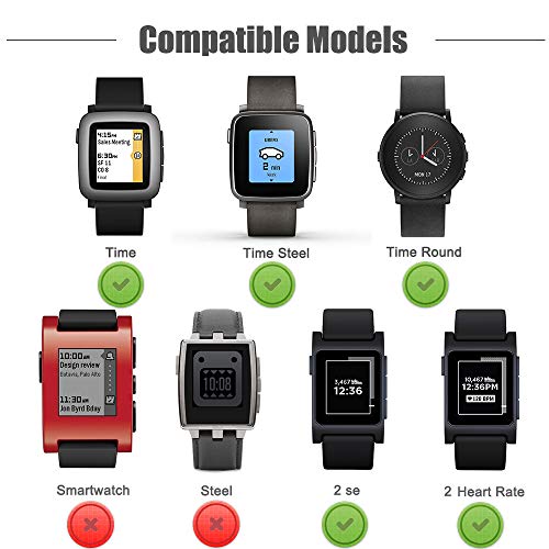 TUSITA Cargador para Pebble Time,Time Steel,Time Round,Pebble 2+,Pebble 2SE - Cable de Carga USB 100cm Pinza de la Base - Reloj Inteligente Accesorios (1-Pack)