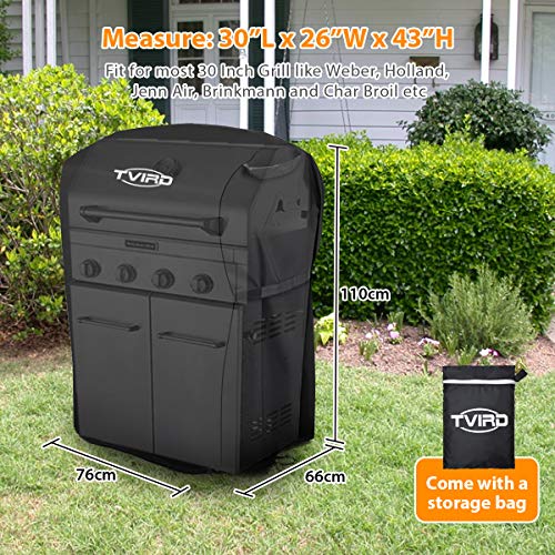 Tvird Funda para Barbacoa Impermeable, Cubierta para Barbacoa, Anti-Viento/UV/Impermeabilidad Pequeña Cubierta de Parrilla de Gas para Weber, Brinkmann, Char Broil, etc. 300D Oxford (76x66x110cm)