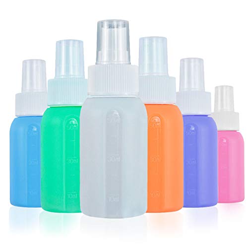 TWBEST Botella de spray de silicona,Botellas de Spray,Botella de Viaje de Silicona,Botes Spray vacios Botella de,TSA aprobó la Botella de Viaje de Silicona a Prueba de Fugas 50ML6 Piezas