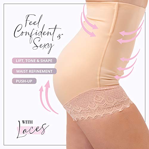 Twinzen Faja Reductora Mujer Adelgazante- Fajas Reductoras Abdomen y Moldeadoras Nalgas - Braga Faja Reductora Cintura Alta Invisible - Faja Mujer Moldeadora Vientre Plano - Cinta Métrica Incluida