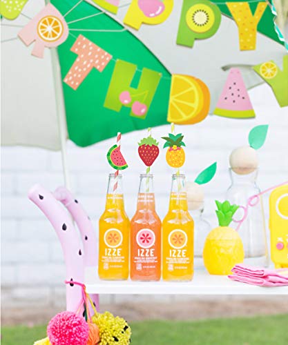 Twotti Fruity Birthday Decorations Artículos para fiestas Twotti Frutti Globos, Primeros de la torta de frutas Pajitas de papel Piña Sandía Globos Verano 2º Fiesta de cumpleaños Tutti Frutti