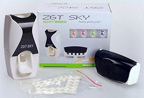Txyk a Prueba de Polvo automático dispensador de Pasta de Dientes Titular de Cepillo de Dientes Pasta de Dientes Kit de exprimidor - Negro
